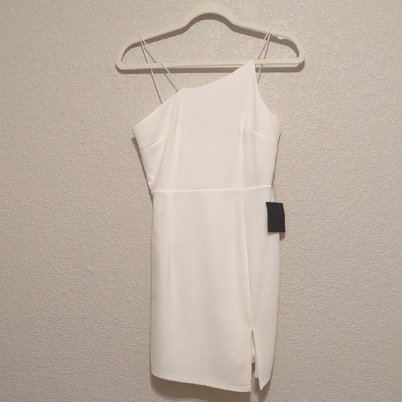 Lulu's Party for Two ivory white asymmetrical bodycon sleeveless mini dress - Picture 12 of 12